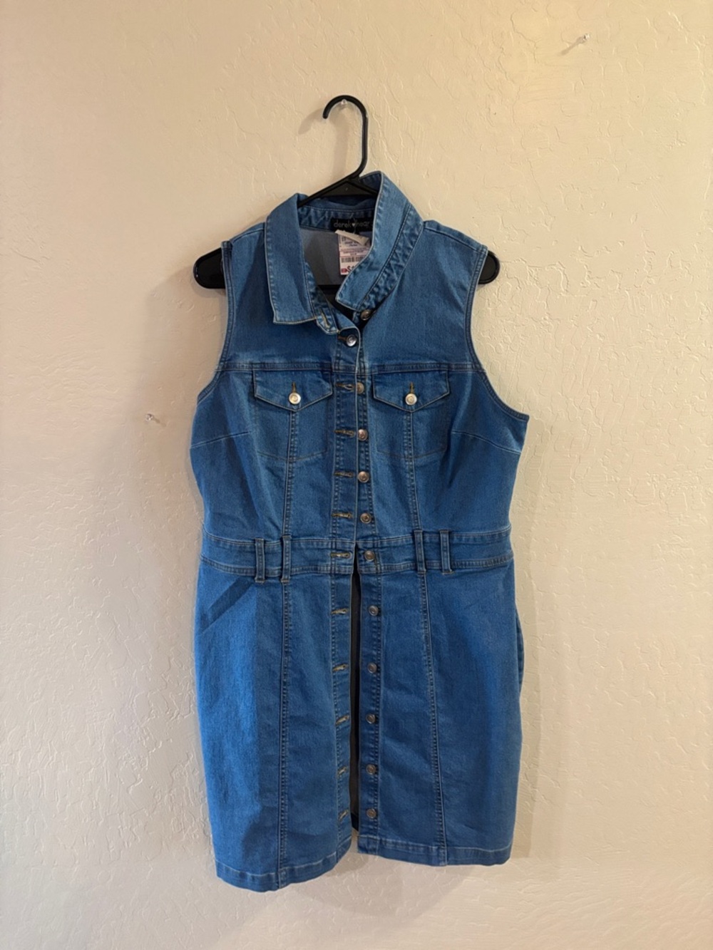 Derek Heart Sleeveless Blue Denim Button-Front Mini Dress